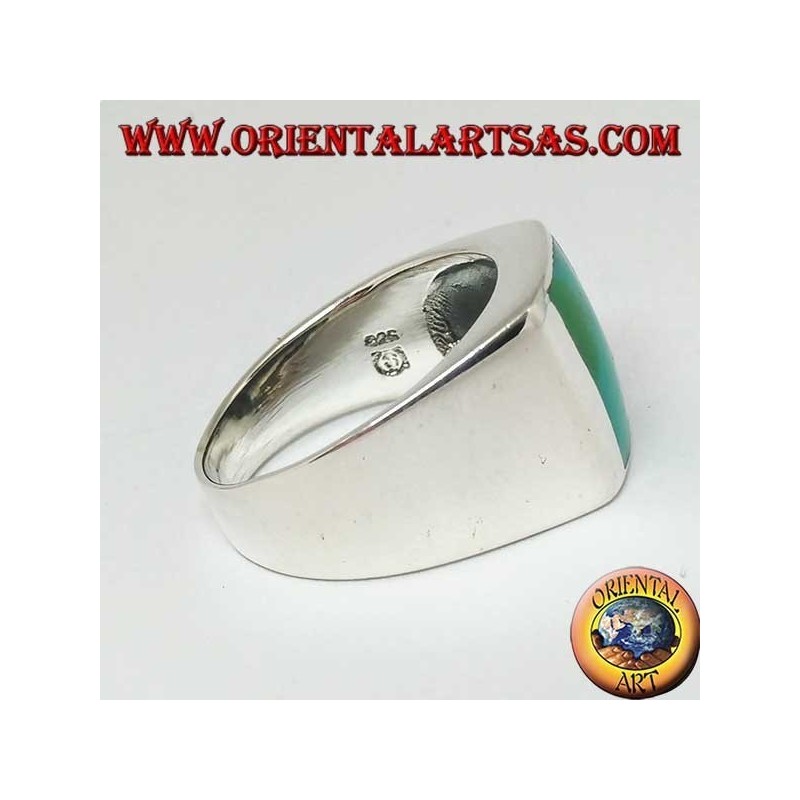 Anillo simple de plata con turquesa natural rectangular  (25)