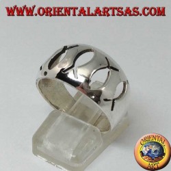Anillo de plata redondeado con calados Ichthys (símbolo del cristianismo)