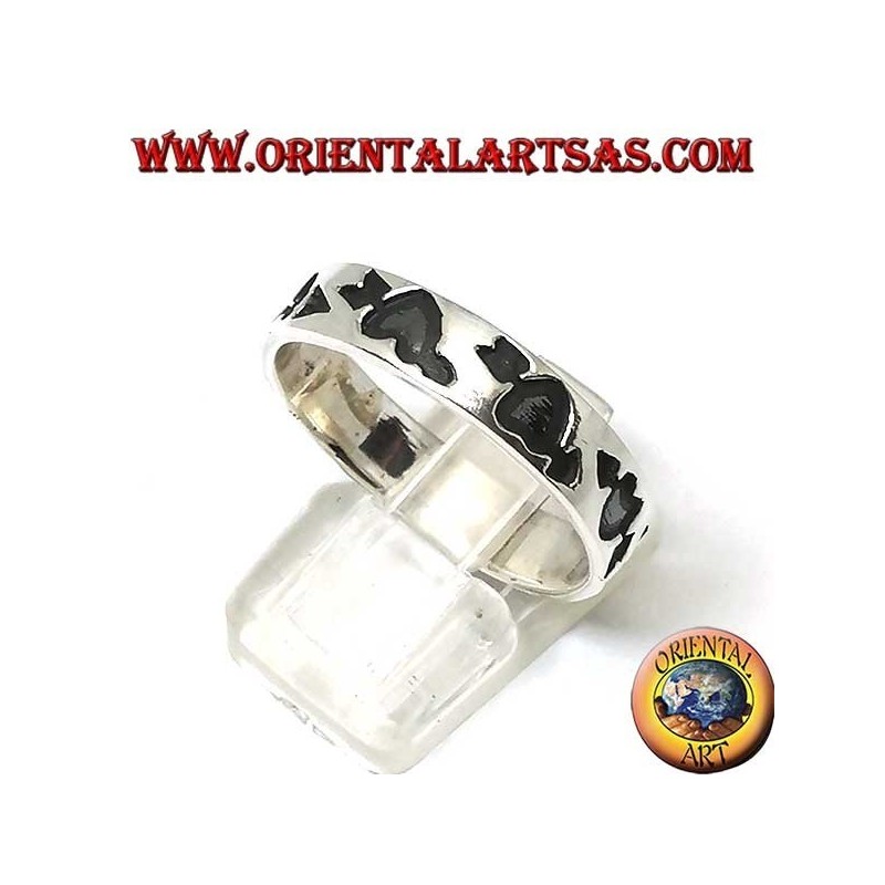 Ring in silver with broken heart (heart with arrow) hollowed out