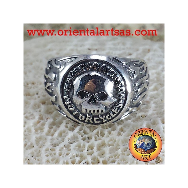 Biker argent Skull Ring