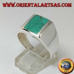 Simple silver ring with natural rectangular turquoise  (28)