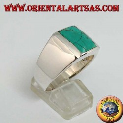 Anillo simple de plata con turquesa natural rectangular  (28)