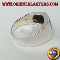 Simple silver ring with natural rectangular turquoise  (28)