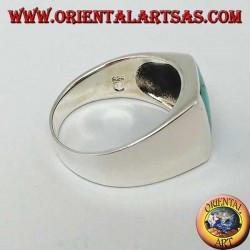 Anillo simple de plata con turquesa natural rectangular  (28)