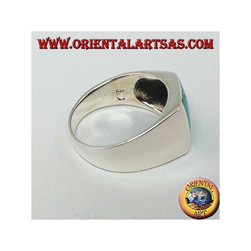Anello in argento semplice con turchese naturale rettangolare (28)