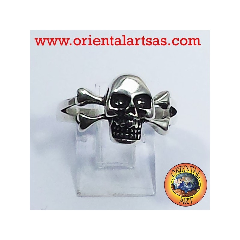 Ring Schädel mit Knochen Silber
