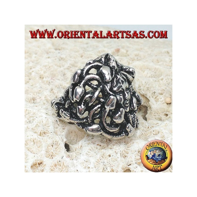 Anillo de plata con cabeza de medusa y serpientes