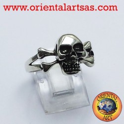 Ring Schädel mit Knochen Silber