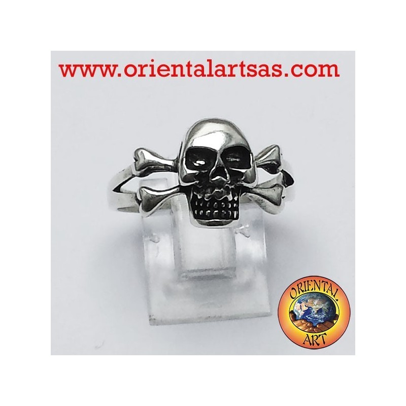 Ring Schädel mit Knochen Silber