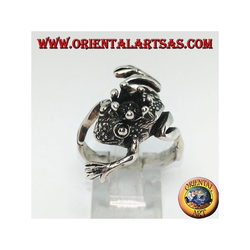 Anello in argento rana con corona