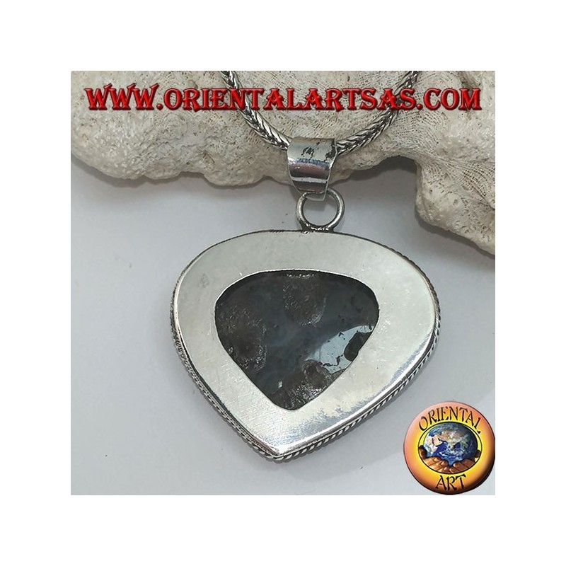 Pendentif en argent en forme de coeur avec agate musquée