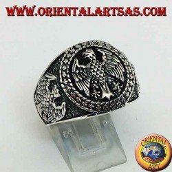 Bague en argent avec aigles en bas-relief fédéraux