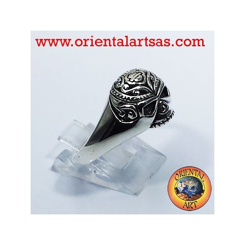 Anillo de calavera tatuada plata