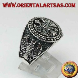 Bague en argent avec aigles en bas-relief fédéraux