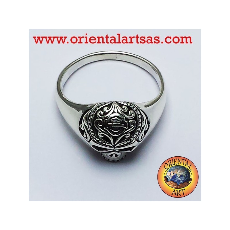 Anillo de calavera tatuada plata