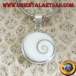 Pendentif oeil de Sainte-Lucie en argent double face, coquille d'Astraea rugosa