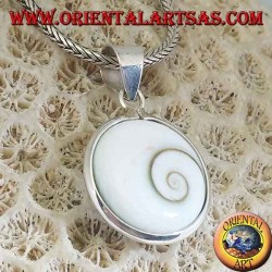 Pendentif oeil de Sainte-Lucie en argent double face, coquille d'Astraea rugosa