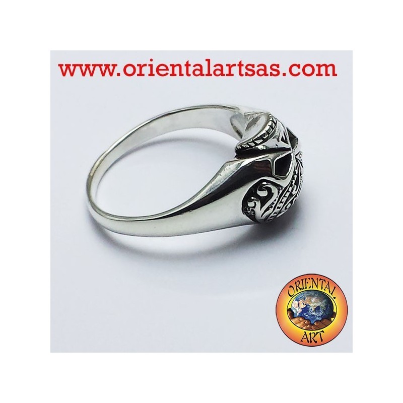 Anillo de calavera tatuada plata