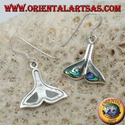 Pendientes de plata de cola de ballena con concha de paua (iris Haliotis)