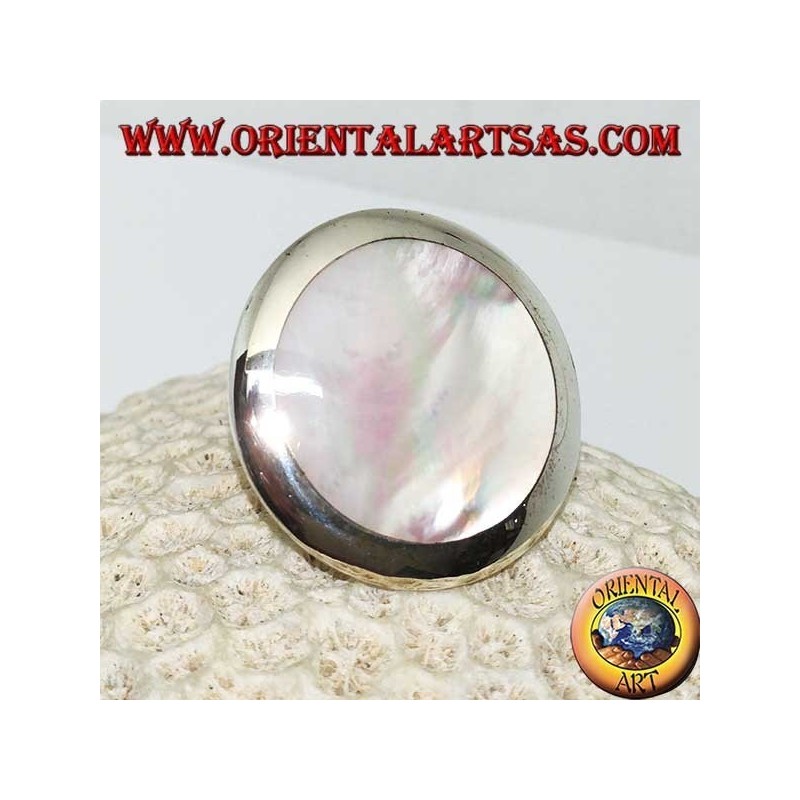Anillo de plata con madreperla redonda (grande)