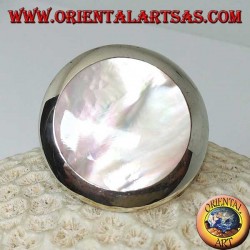 Silver ring with round mother of pearl (large)