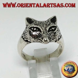 Anello in argento con testa di volpe