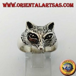 Bague en argent avec tête de renard
