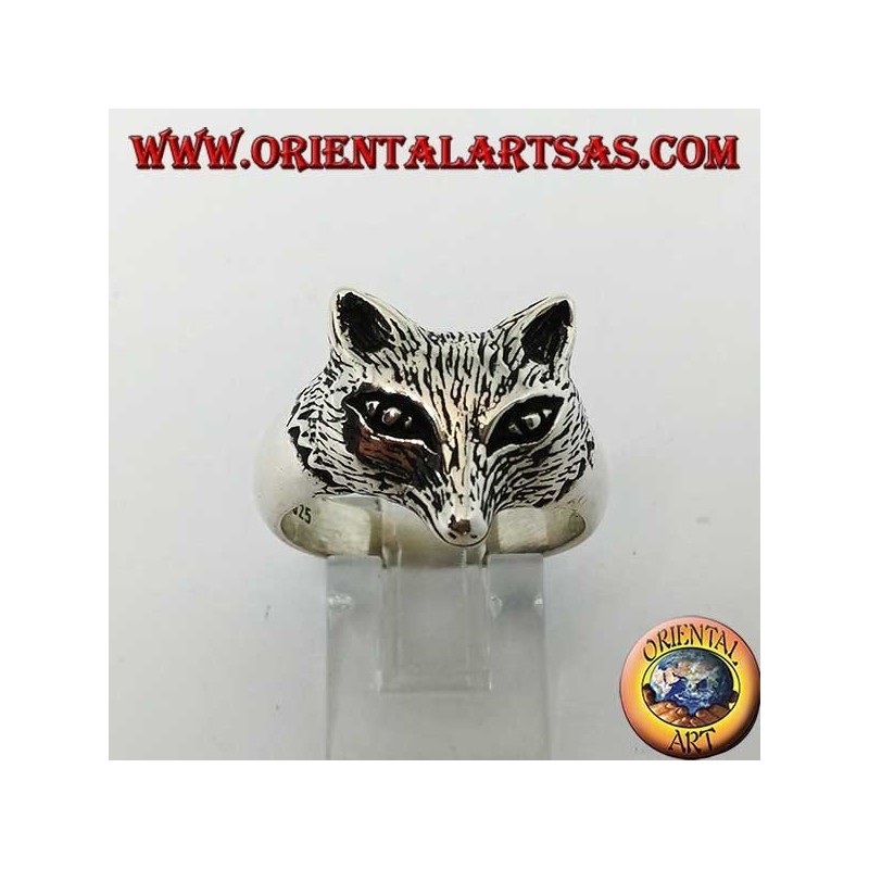 Anello in argento con testa di volpe