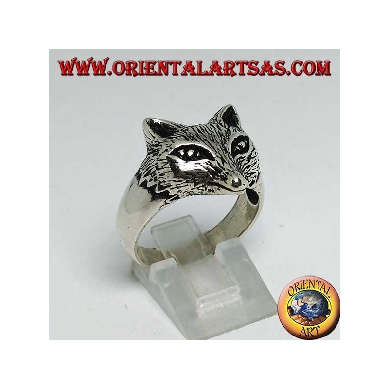 Silver ring with fox head