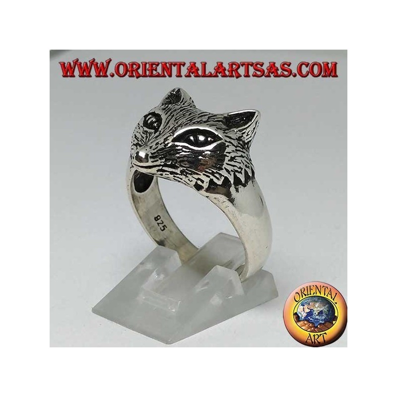 Silver ring with fox head