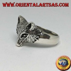 Silver ring with fox head