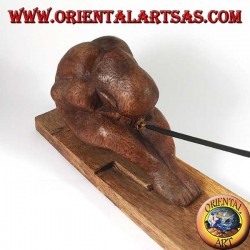 Quemador de incienso, yogui con patas estiradas en madera de suar