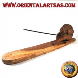 Incense burner, yogi with legs stretched in suar wood
