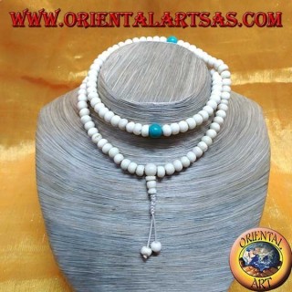 Budista Mālā 108 cuentas de 8 mm. en hueso de yak y turquesa