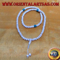 Mālā bouddhiste 108 perles de 8 mm. en os de yak et turquoise