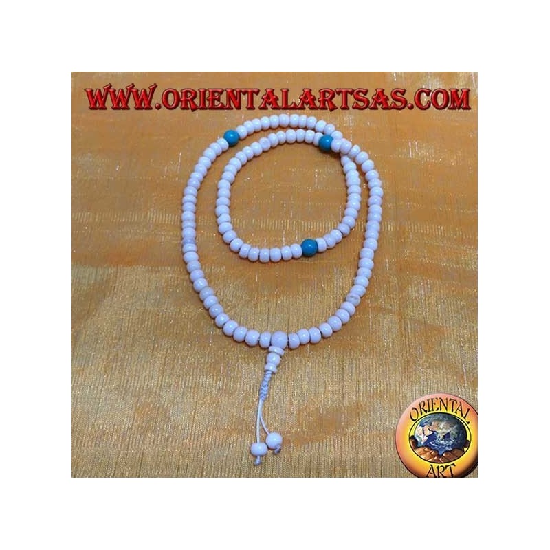Budista Mālā 108 cuentas de 8 mm. en hueso de yak y turquesa