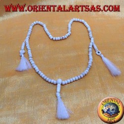 Mālā (Japamālā) Buddhist 108 beads 6.5mm rosary. in Yak bone with 3 tufts