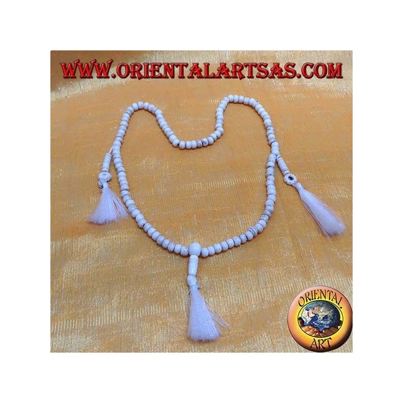 Mālā (Japamālā) Budista 108 cuentas Rosario de 6.5 mm. en hueso de yak con 3 mechones