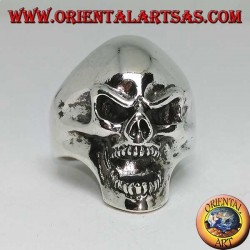 Aggressive skull silver ring