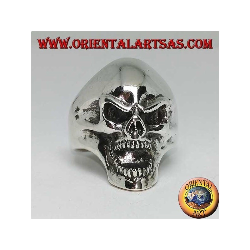Bague argent crâne agressif