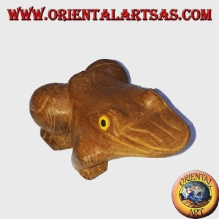 Ranocchio in legno di teak con occhi gialli