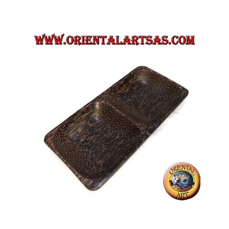 Double tray rectangular tray in coconut wood