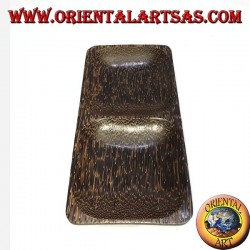 Double tray rectangular tray in coconut wood
