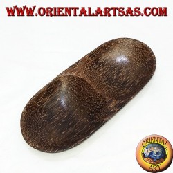 Double tray oval tray in coconut wood