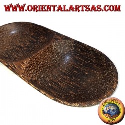 Plateau ovale double plateau en bois de coco