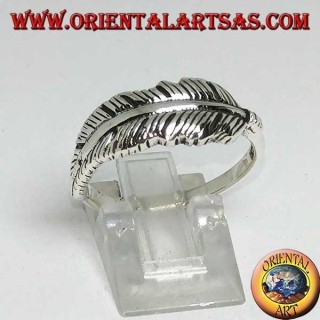 Bague en argent en forme de plume indienne