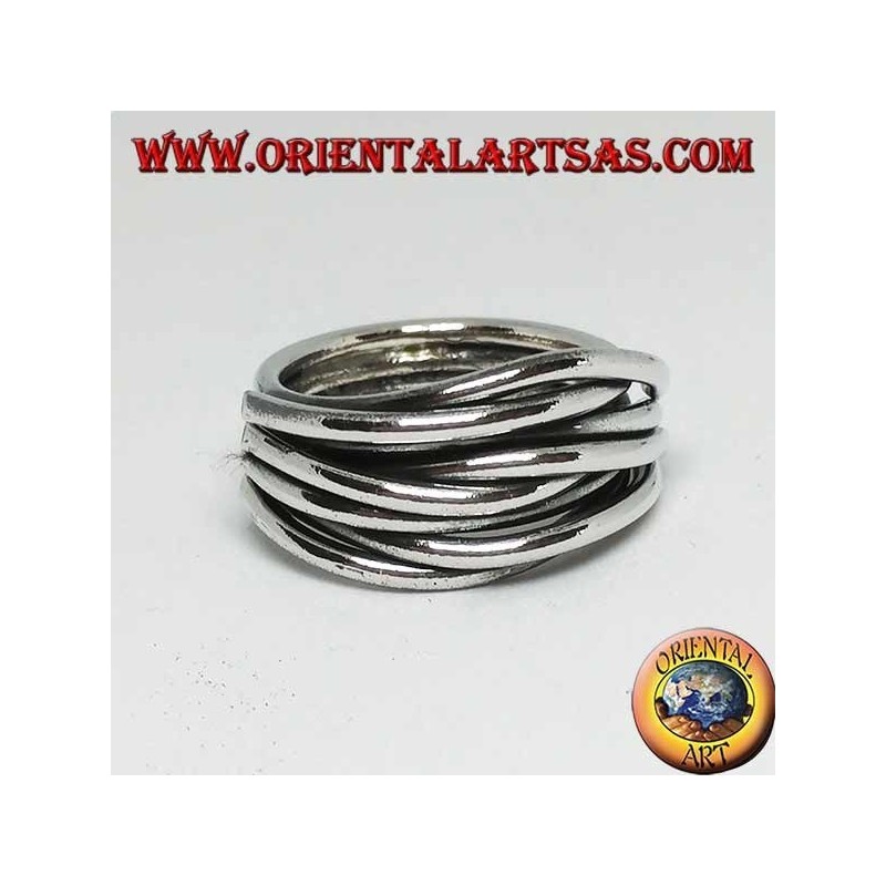 Bague en argent avec fils entrelacés
