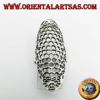 Anillo de plata alargado en forma de elipse