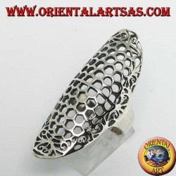 Anillo de plata alargado en forma de elipse