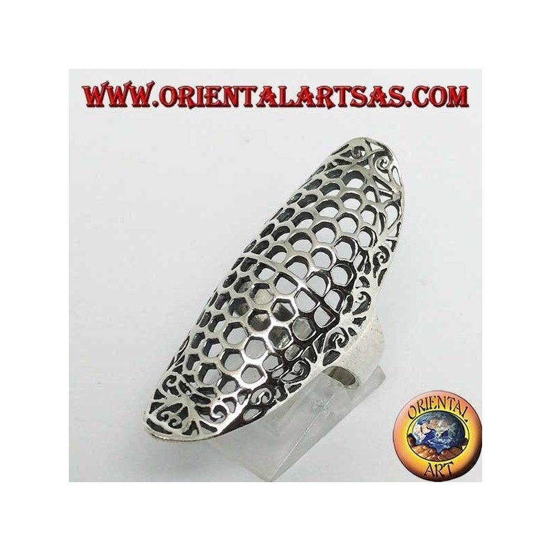 Bague en argent en forme d'ellipse allongée